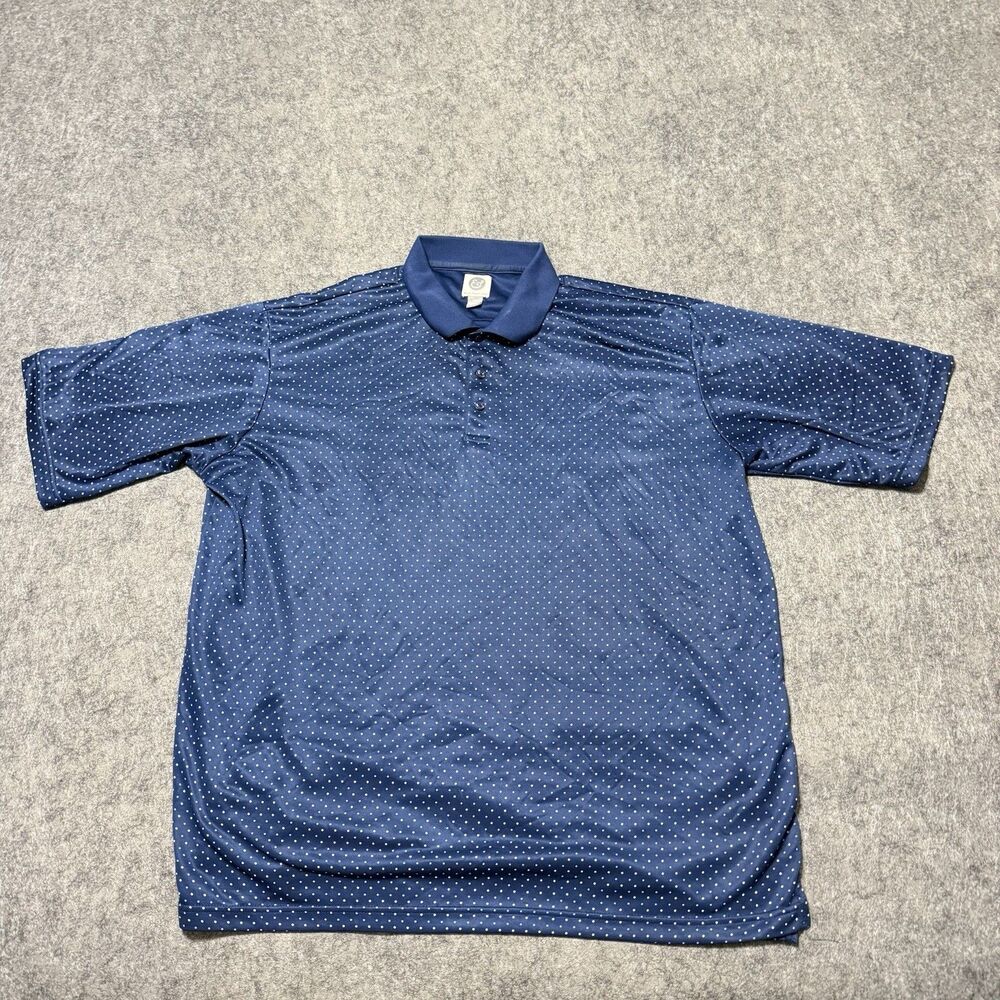 Kilburne & Finch Men's 3XL Polo Shirt Blue White Polka Dot Short Sleeve